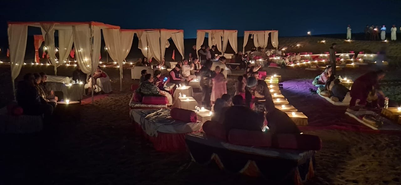 Dinner on dunes setup in Jaisalmer